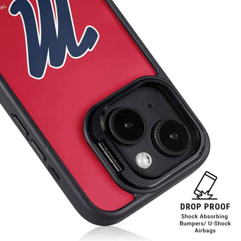 University of Mississippi Ole Miss Logo Red iPhone 13 Kickstand Case